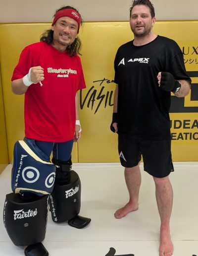 Sonny Brown training kickboxing at Vasileus Gym
